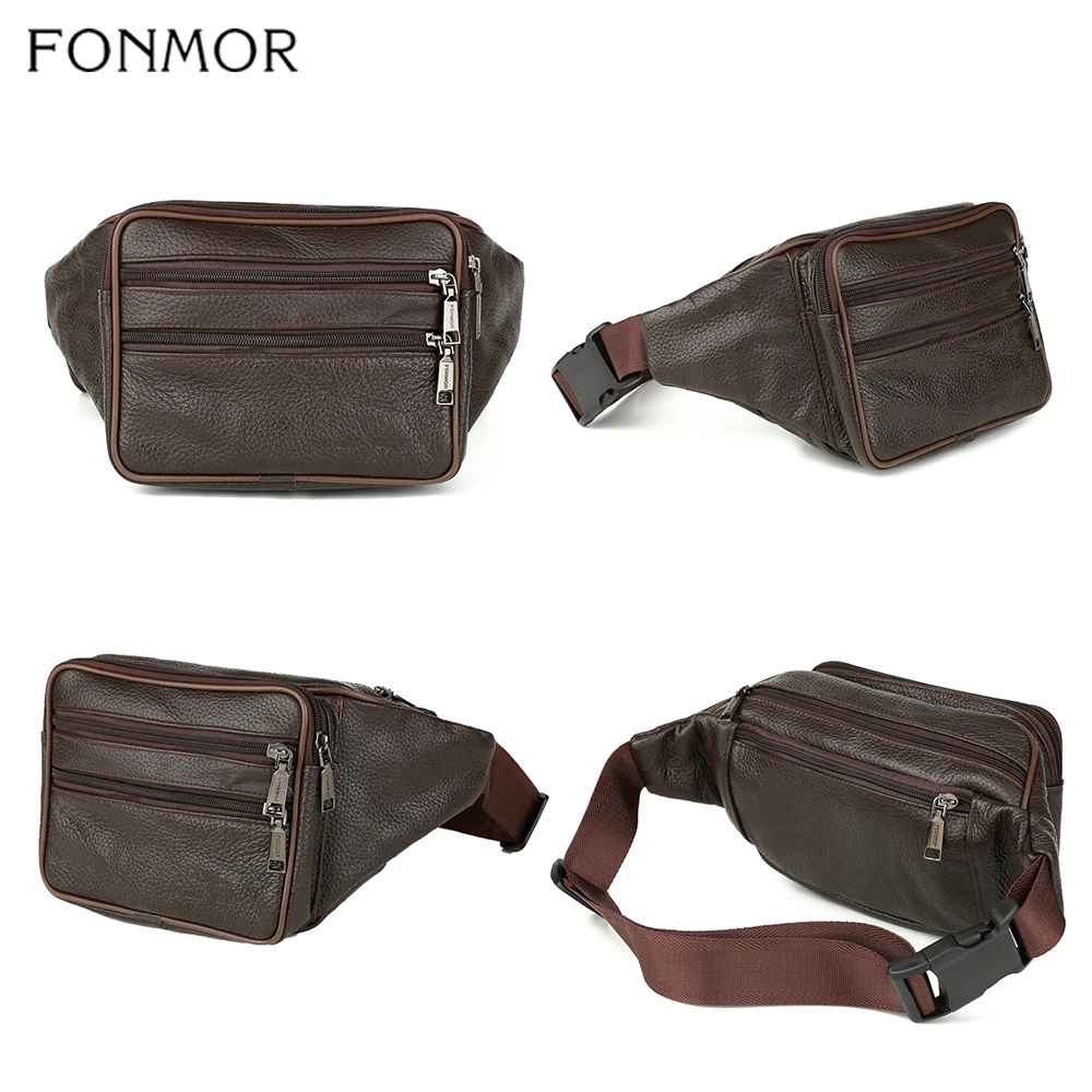 Мужская нагрудная сумка Fonmor поясная из натуральной кожи повседневная через