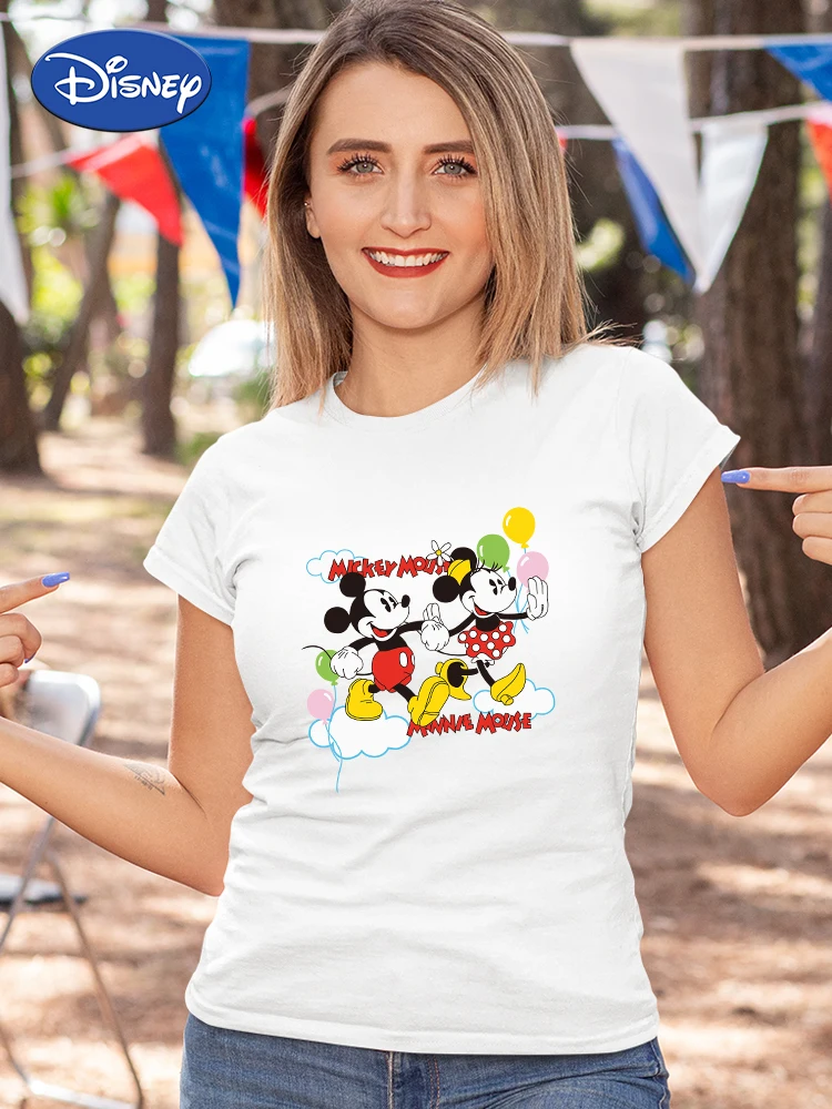 

Mickey and Minnie Mouse Couple T Shirt Summer Unisex Clothes Short Sleeve White Printed Top 2022 New Stylish Happy Young Trend