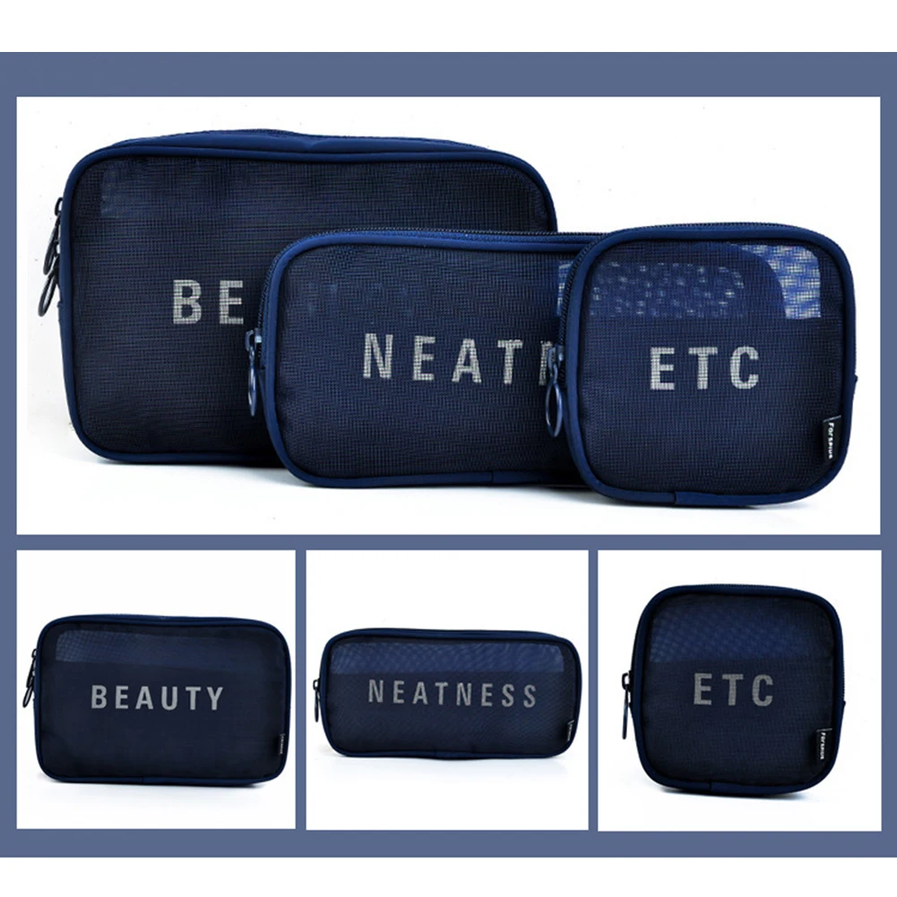 Navy Blue Женская дорожная косметичка на каждый день на молнии, прозрачная сумочка для косметики, Сумка Для Хранения Туалетных принадлежностей, набор для чистки косметичек - Цвет: Navy Blue