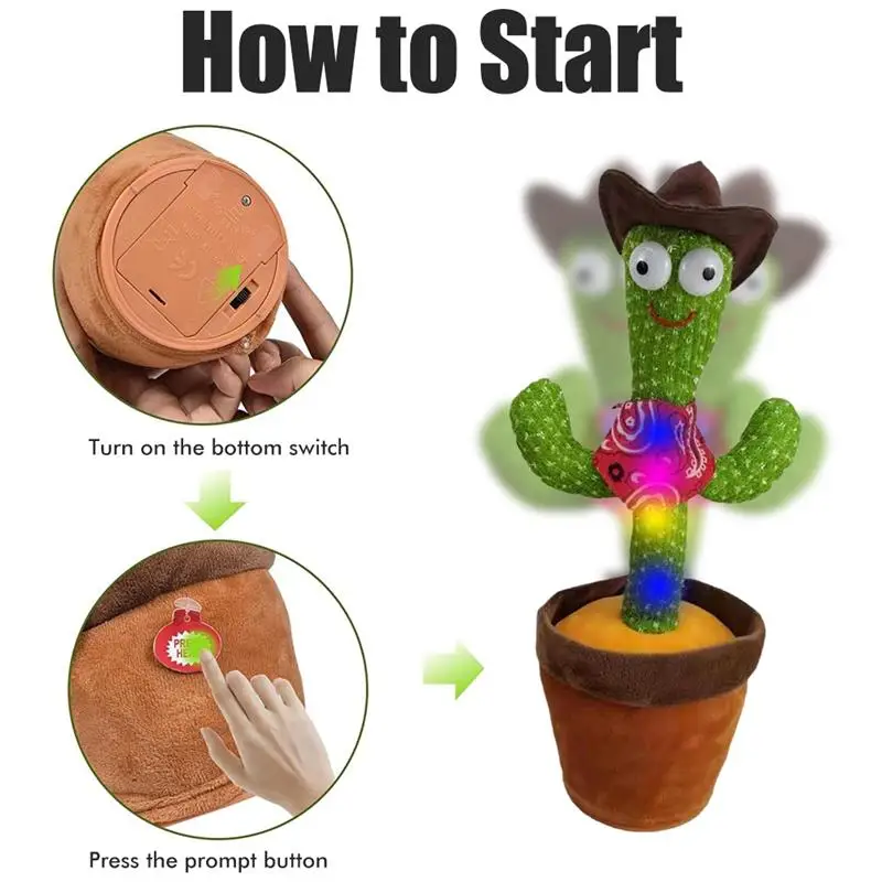 Электрическая плюшевая игрушка в виде кактуса с 120 английскими песнями забавное