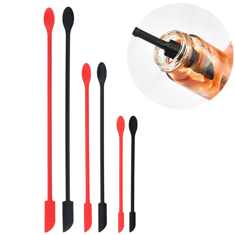 

100 Sets(3 Pcs/set) 2 In 1 Mini Silicone Spatula Spoon Last Drop Bottle Scraper for Jar Cosmetic Tool Kitchen Accessories K1