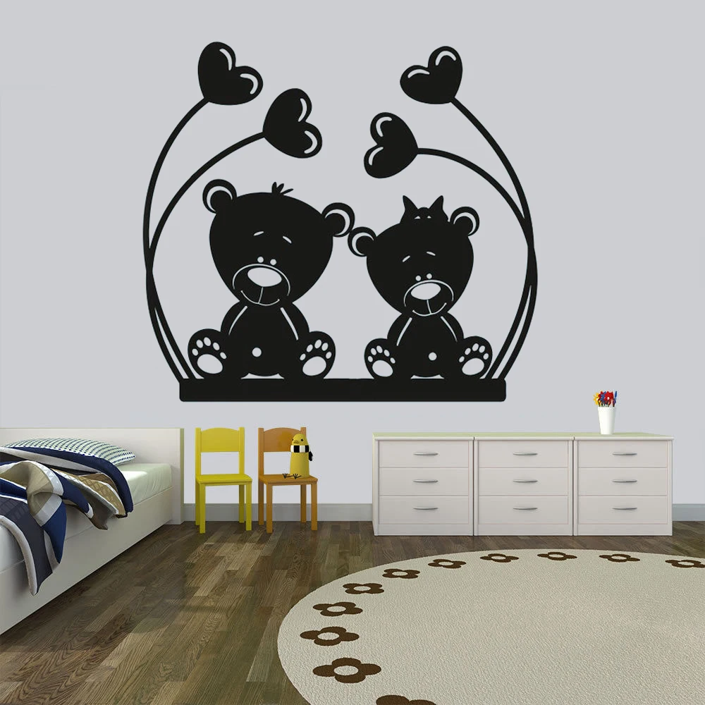 Виниловые украшения для стен в виде мишки тедди наклейки детской спальни детские