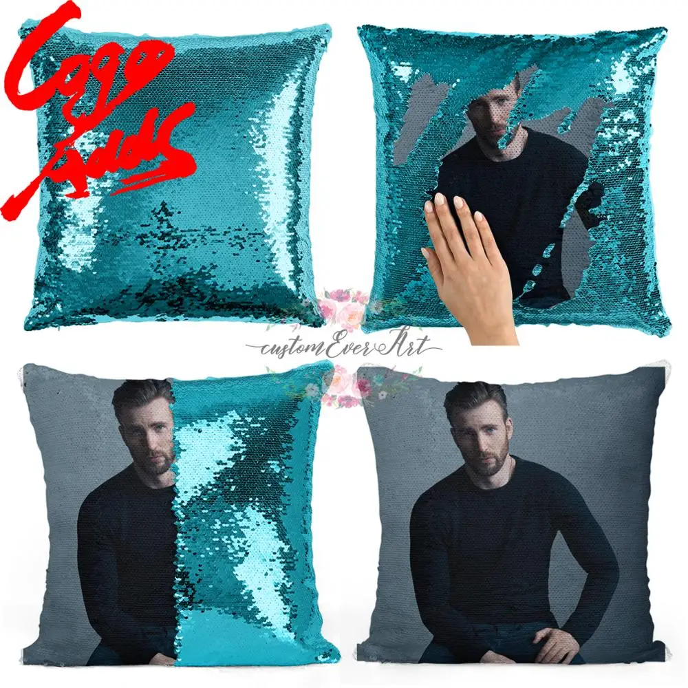 

Chris Evans sequin pillow | sequin Pillowcase | Two color pillow | gift for her | gift for him | pillow | magic pillow