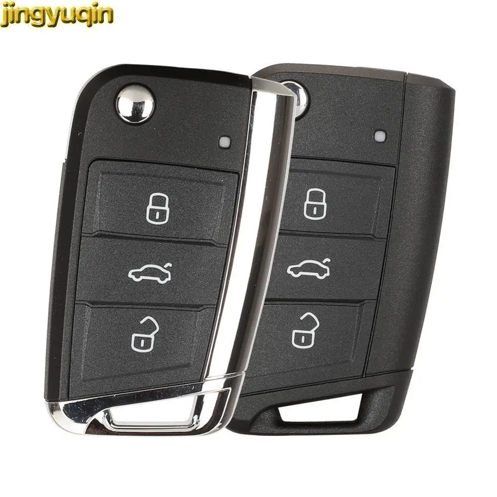 

Jingyuqin Remote Car Key Fob Shell For VW Volkswagen Golf 7 Jetta Passat Beetle Polo Bora Tiguan 3 Button HU66 HU162T