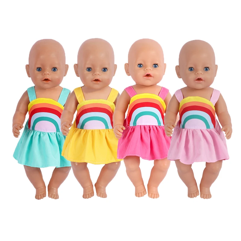 Rainbow Dress American Girl Doll Accessories 43 Cm Reborn Born Girl Gifts Customized Supplies Drop Shipping