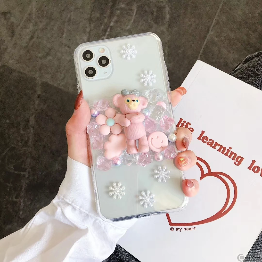 DIY case for Samsung S20ultra cute rabit phone cover galaxy note10 plus bling handmade creamy shell s8/9/10+ lovely bear note8/9 | Мобильные