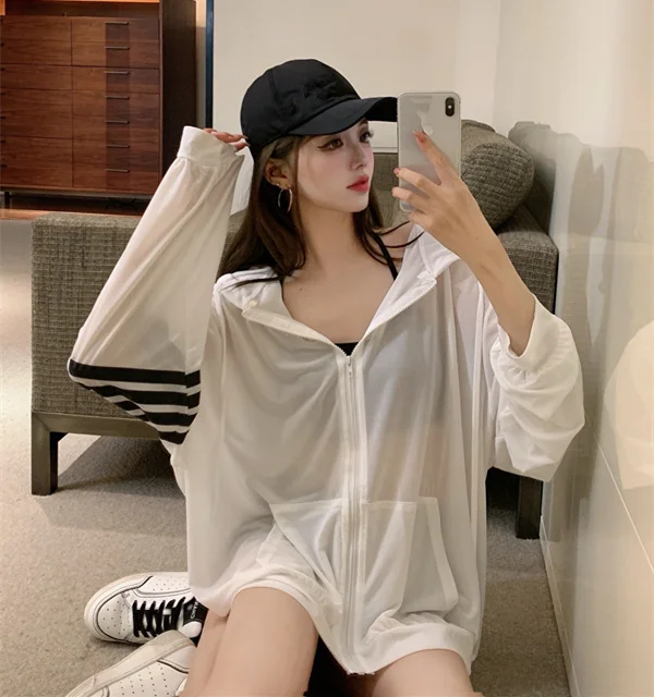 Тонкий солнцезащитный кардиган с капюшоном | Женская одежда