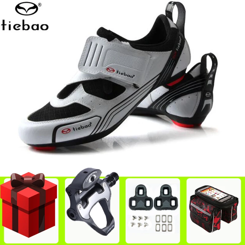 

Набор нескользящих кроссовок Tiebao для мужчин и женщин, спортивная обувь для велоспорта и триатлона, дорожная велосипедная обувь с педалью