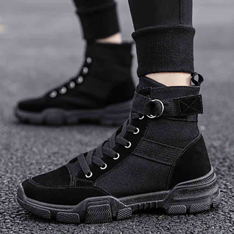 Мужские ботинки с высоким берцем армейские уличные металлической пуговицей
