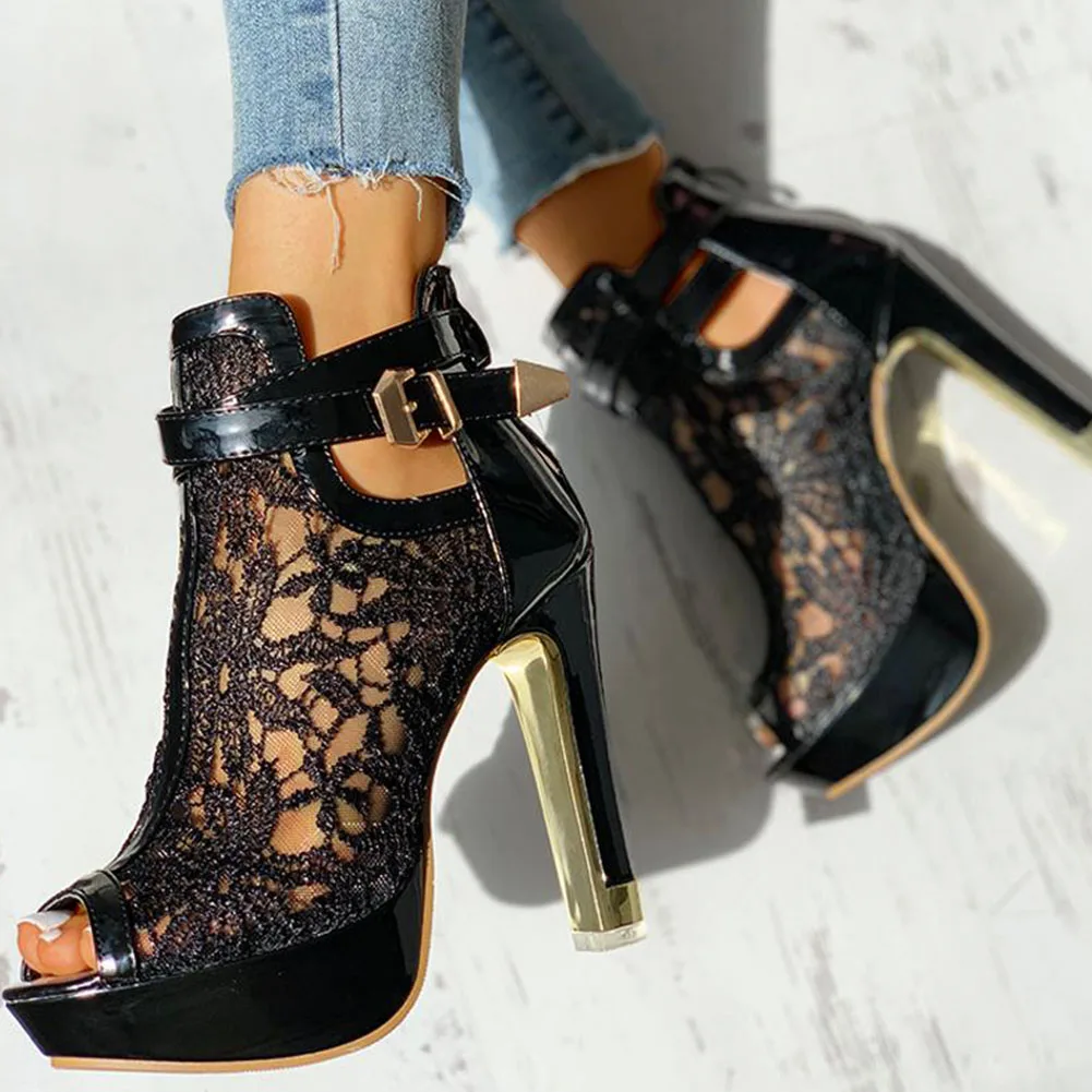 

Women High Heels Sandals Belt Buckle Peep Toe Platform Women Party Summer Plus Size Shoes Lady Pumps High Heels Sandals 2021 New
