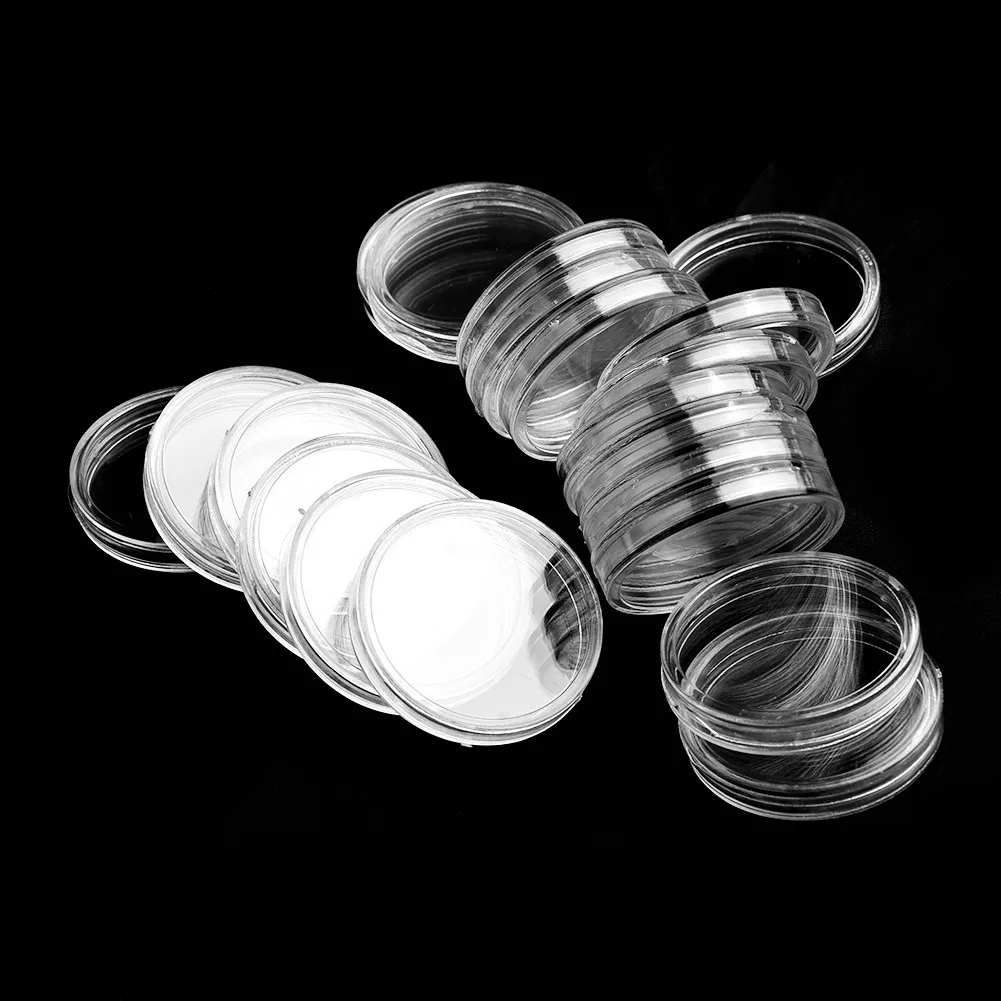 

100 Pcs Coin Holder Coin Capsules Plastic Storage Container Holder Organizer Boxes 17/20/25/27/30mm Coin Box Household Goods