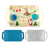 christmas resin tray molds special resin silicone molds with handle and santa elk pattern for tea cup coaster santa cookie tray