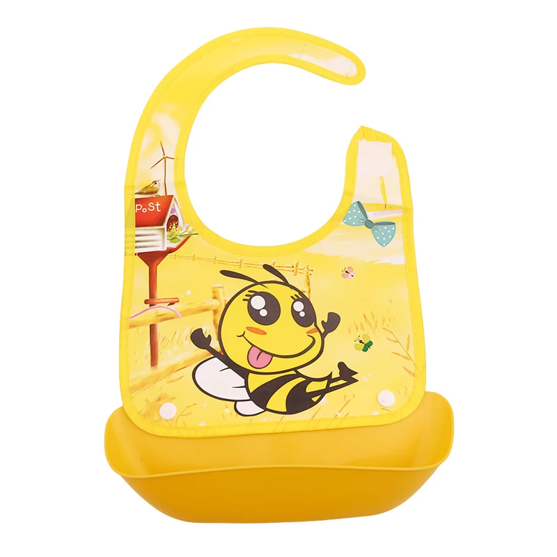 

Baby Bibs Imitation Silicone Waterproof Cartoon Feeding Rice Bibs Baby Rice Meals Pocket Newborn Feeding Apron Bandanas