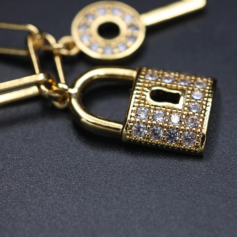 Женское ожерелье с подвеской в виде ключа медная цепочка золотого цвета