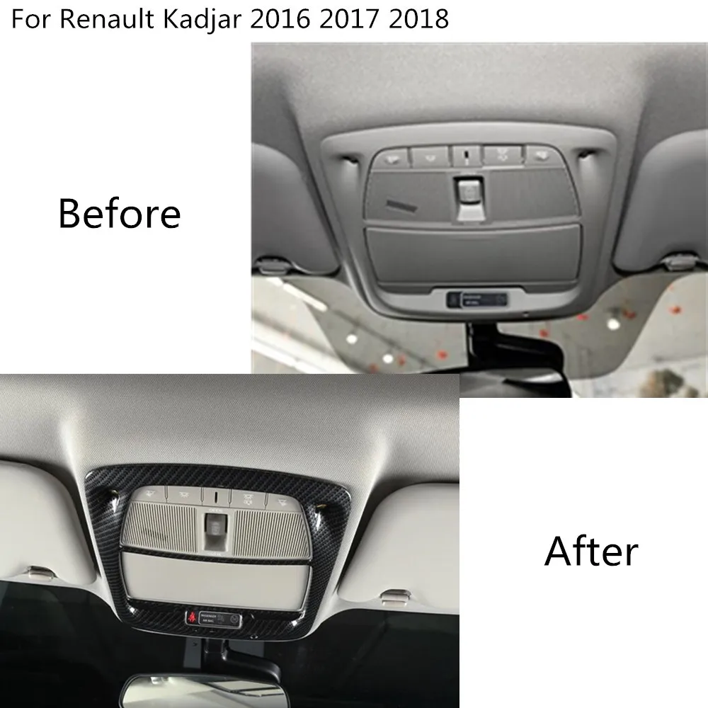 

Car ABS Chrome/Carbon Fibre Front Inner Head Read Reading Switch Light Lamp Frame Trim For Renault Kadjar 2016 2017 2018