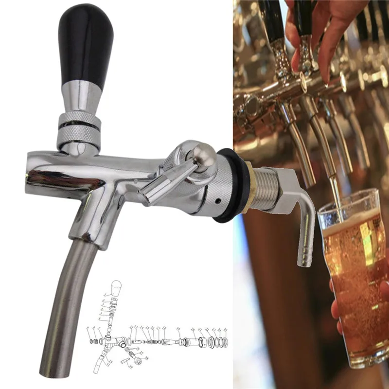 

Adjustable Beer Tap Stainless Steel Faucet Shank Flow Control G5/8 Switch with Lock Liquid Brew Beer Tap Accessories