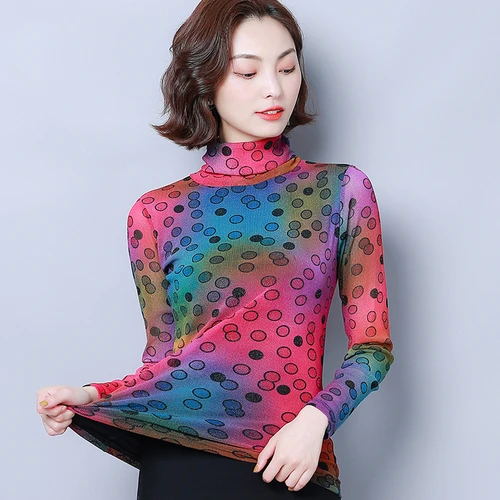 Весна Осень 2020 эластичная Изысканная женская рубашка с принтом высоким