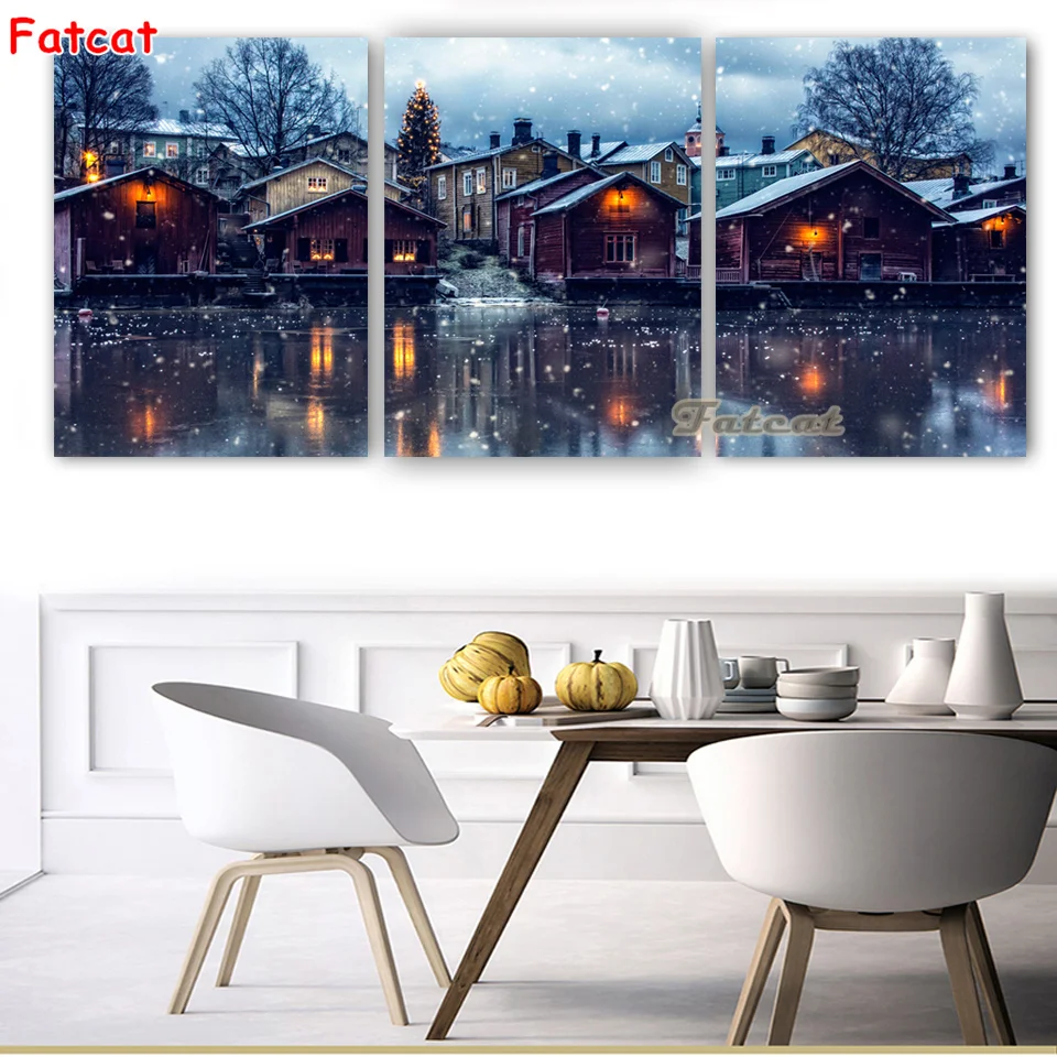 

Square circle diamond painting Abstract Tree House Crystal Diamond embroidery handmade full diamond embroidery home decor PP3504