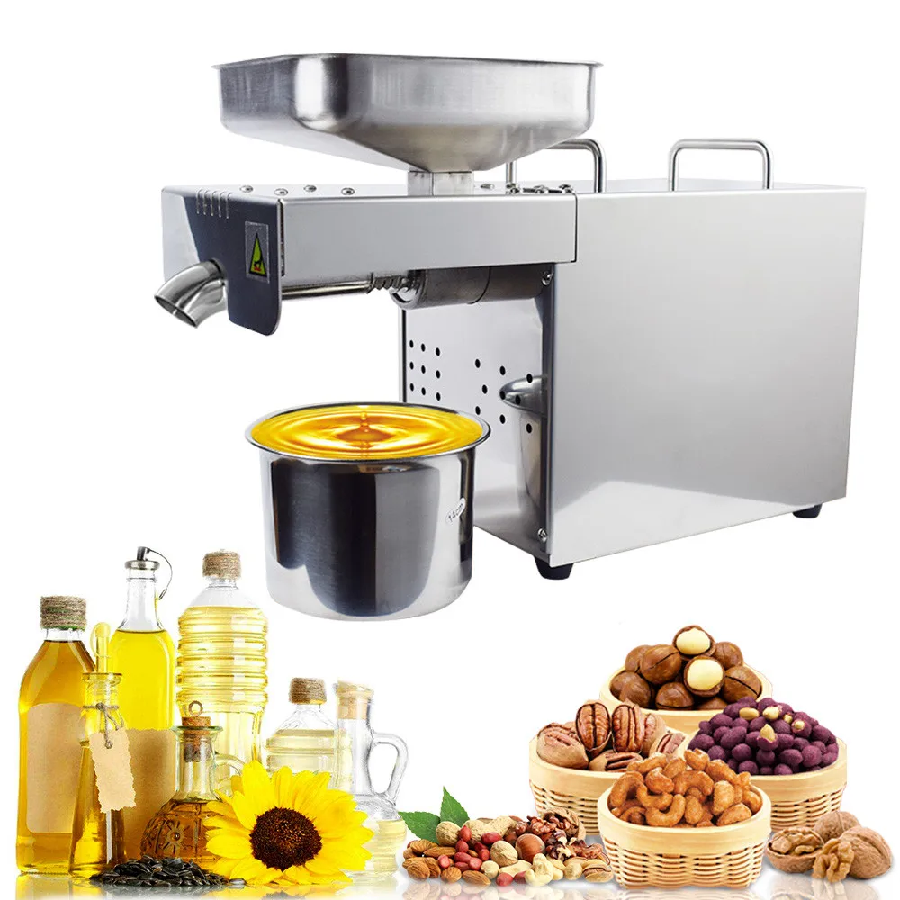 

220V Intelligent Temperature Controlled Stainless Steel Oil Press Machine Oil Extractor For Cold/Hot Squeeze EU plug