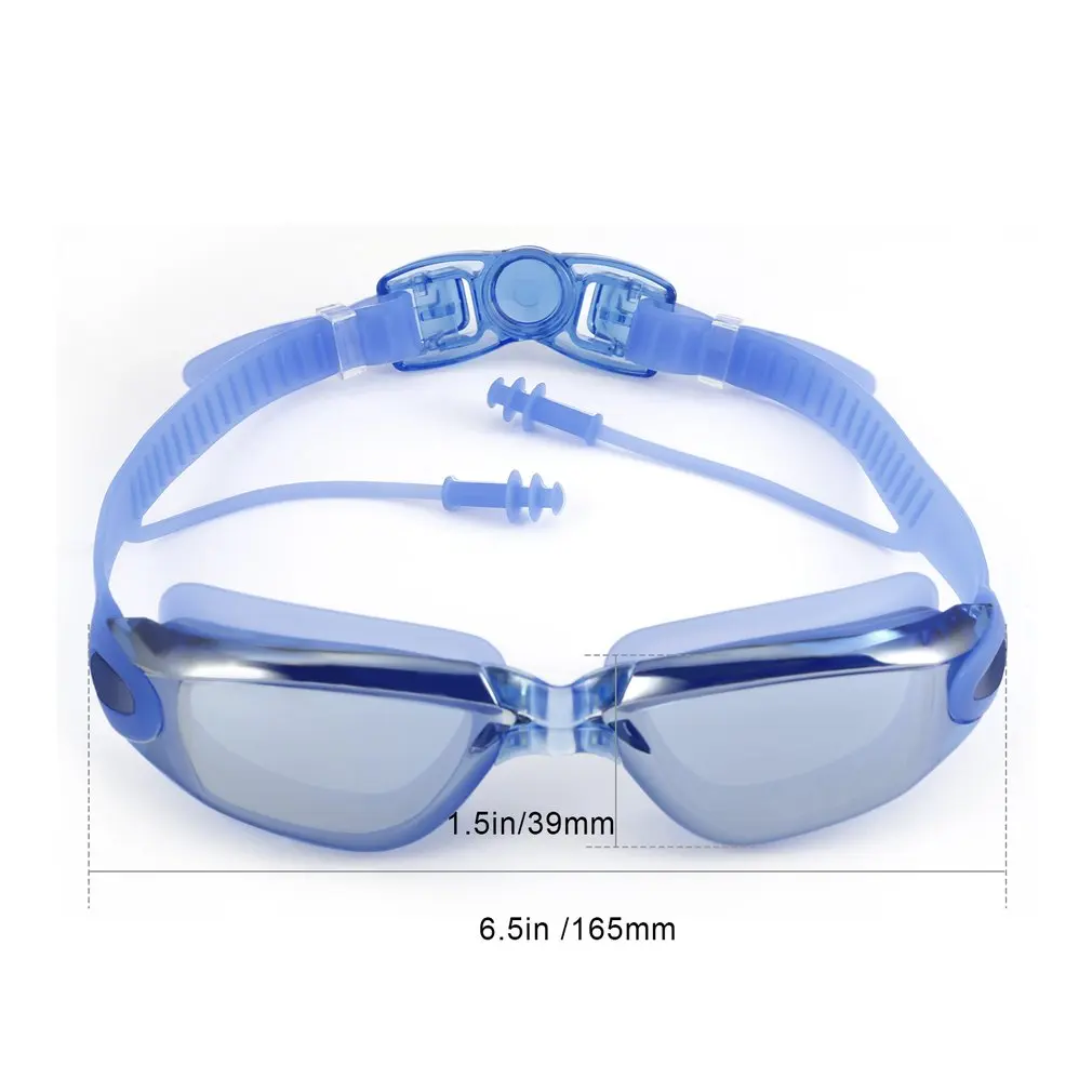 

Clear Waterproof Smooth No Leaking Anti-Fog Adjustable Headband Soft Silicone Swim Goggle With Free Earbub Nose Clip