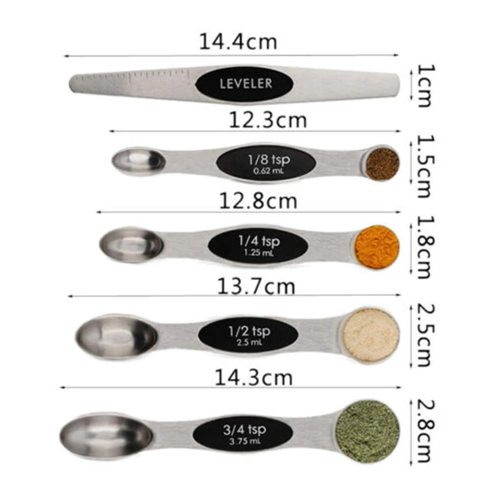 

Use Measuring Spoon Cooking Restaurant Utensil Magnetic 8 Piece With Leveler