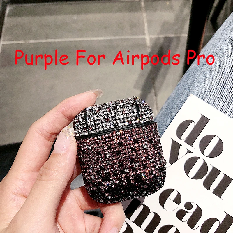 Purple ForAirpodsPro Блестящие стразы чехол для Airpods Pro Bluetooth беспроводные наушники градиентный Блестящий девчачий чехол для AirPods 2 1 чехол для зарядного устройства - Цвет: Purple ForAirpodsPro