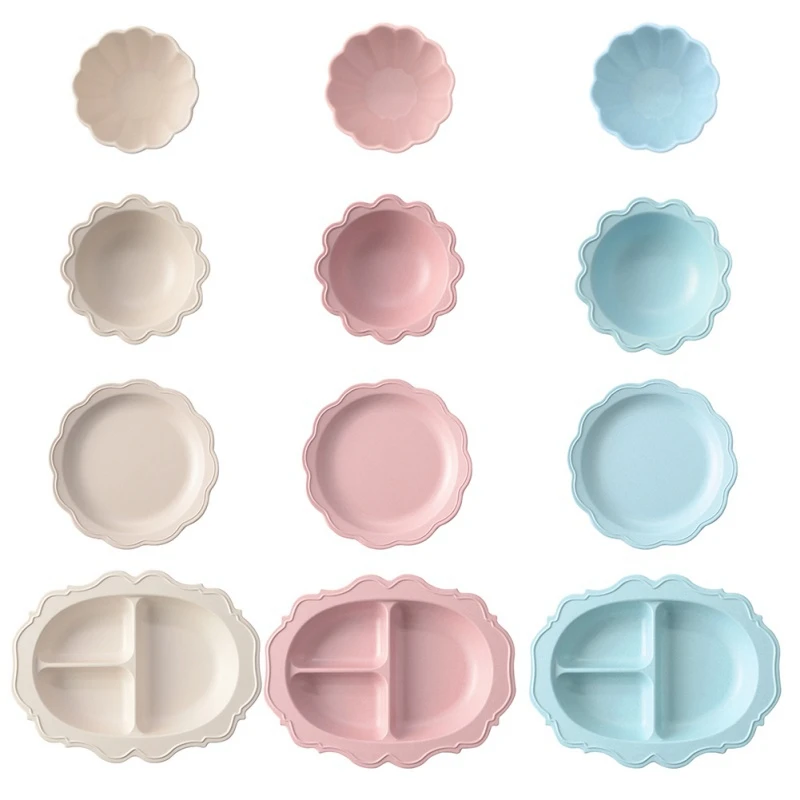 

Baby Tableware 1PCS Kids Dinner Plate Natural Bamboo Fiber Bowl Children's Tableware Suit Drop-resistant Feeding Dishes