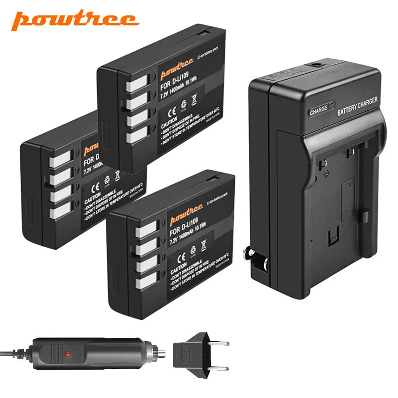 Powtree для Pentax 7 2 V 1400mAh DLi109 D Li109 DLi 109 перезаряжаемая батарея цифровой камеры +