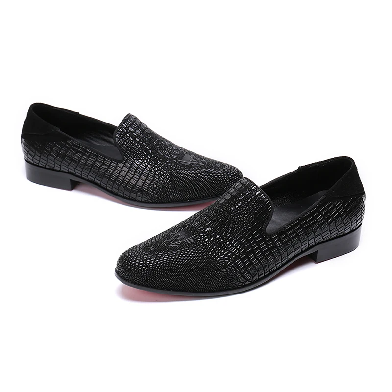

NA135 Men Fashion Black Color 2020 Loafer Shoes party Dress Casual Rhinestone Pointed Toe Flat Breathable party Dress Shoes
