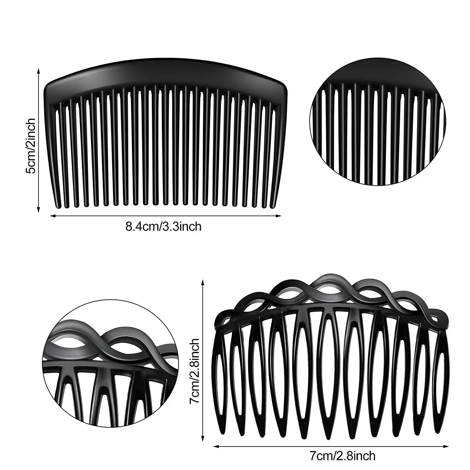 

24 Pieces Hair Side Clip Comb Set Plastic Twist Hair Clip Combs Accessories With 11/23 Teeth French Hair Side Combs For Girls