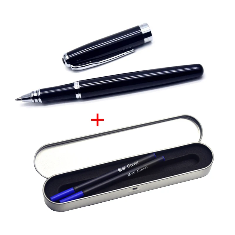 Black box-Blue ink CCCAGYA A201 китайский стиль многоцветный металлический корпус гелевая ручка. Канцелярские принадлежности для офиса и школы, 0,5 мм наконечник для письма металлические подарки ручка - Цвет: Black box-Blue ink