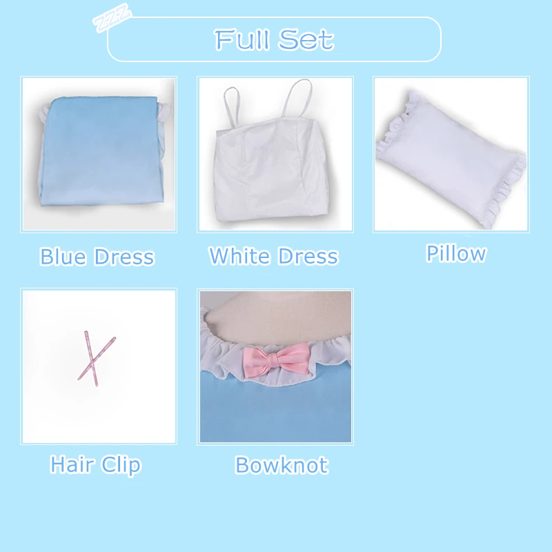 

New Re:Life in a different world from zero Rem Cosplay Costume Blue Dress Outfit Pajamas Halloween Adult Costumes for Women S-L