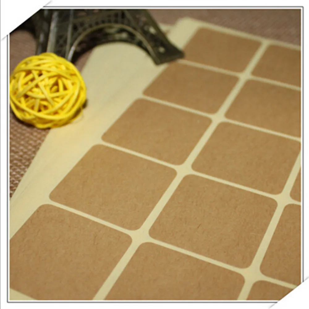 Бесплатная доставка 300 шт. квадратные пустые наклейки этикетки из крафт-бумаги