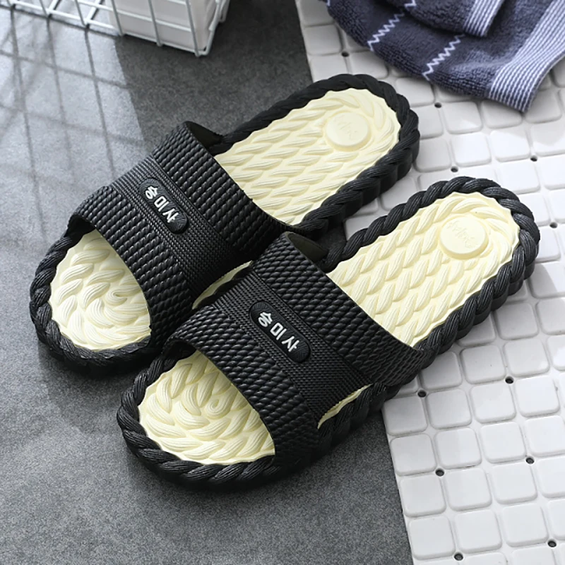 

2021 New Non Slip Massage Slippers Indoor House Shoes Couple Summer Fashion Outdoor Flip Flops Ladies Beach Bathroom Slides