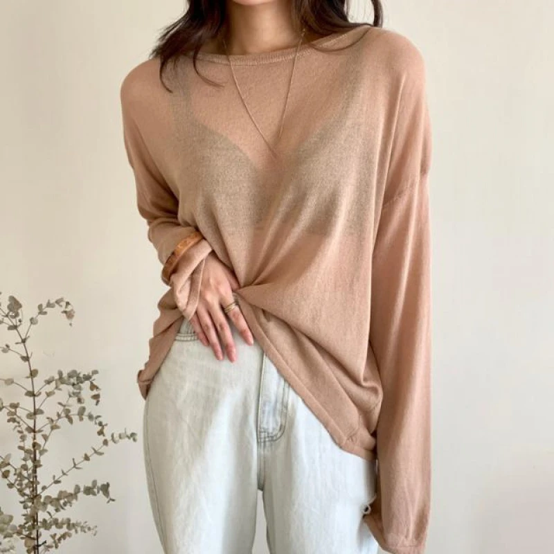 

2021 New Summer T Shirt Women Elasticity Oversized T-Shirt Woman Clothes Female Tops Long sleeve Women's tube top knit Canale