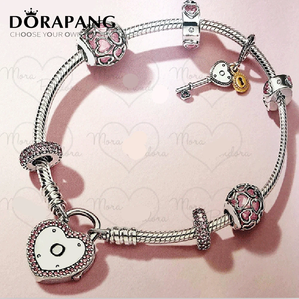 

NEW 2018 Valentine's Day Newest 925 Sterling Silver Bracelet Red Heart shaped Charm Bead for Women Fashion Bangle Jewelry