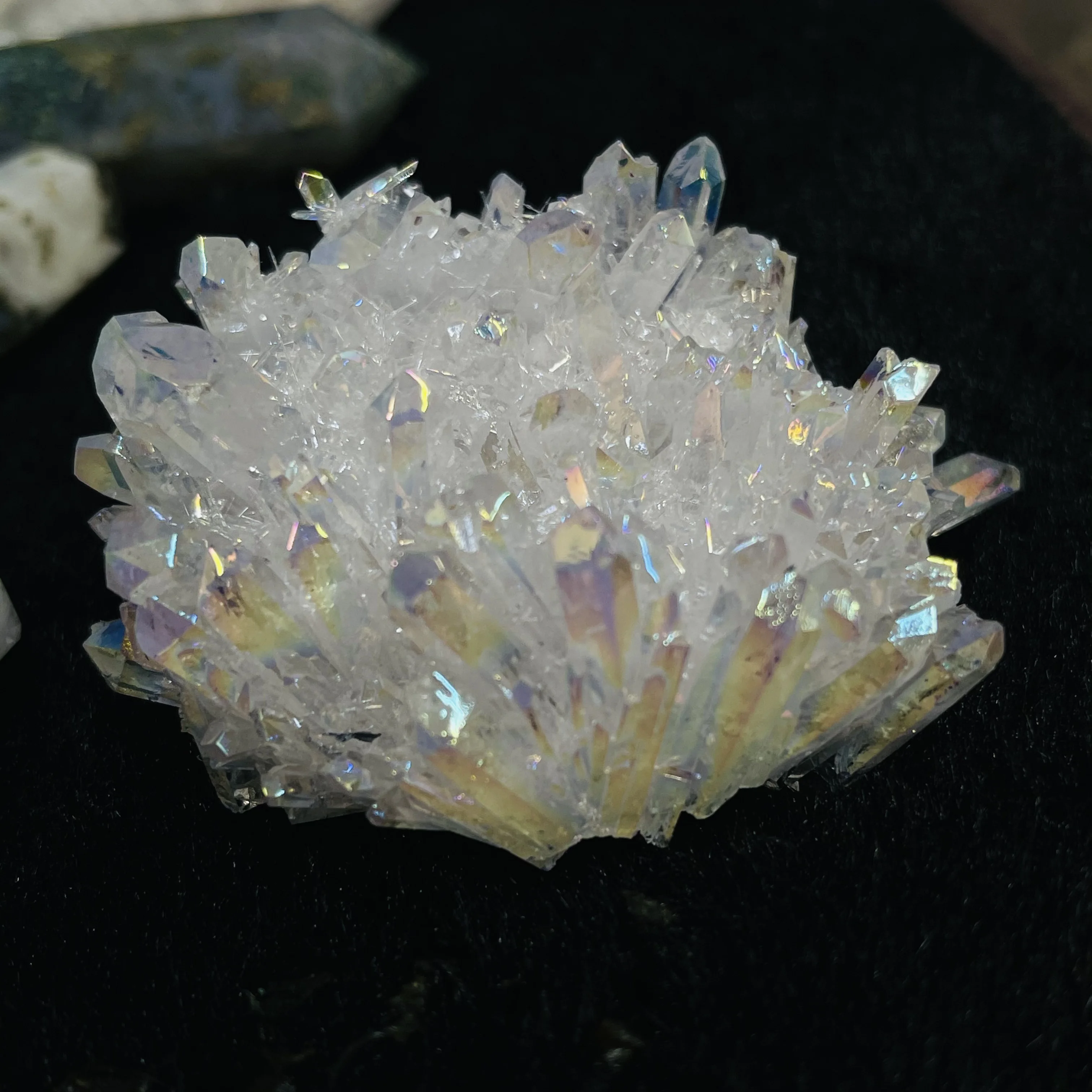 

Природный Гальванизированный кластер кристалла Aura, минеральный образец, домашнее украшение, лечебный драгоценный камень