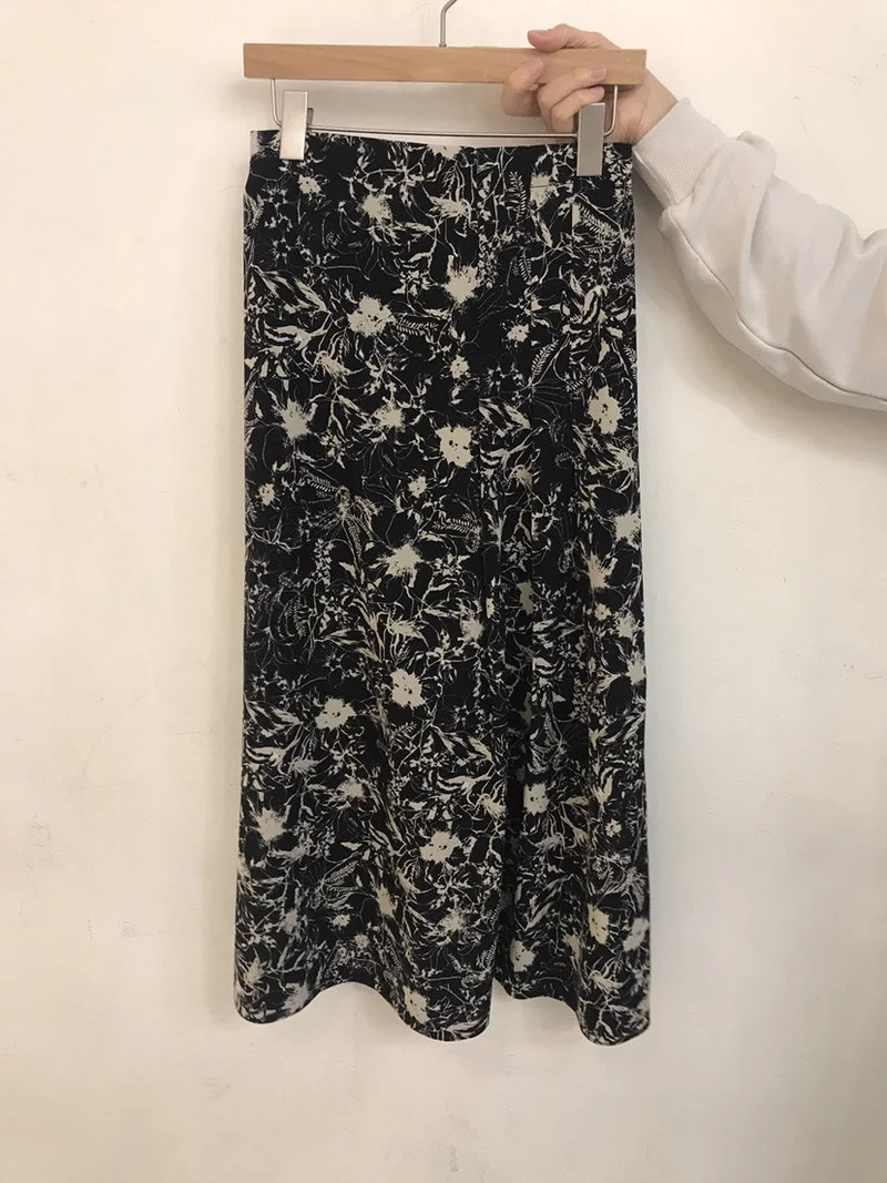 

2021 Fresh Print Straight Woman Skirts Korean Fashion High Waist Slim Faldas Mujer Spring Summer New Sweet Femme Jupe