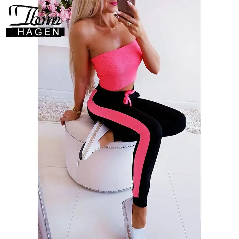 Женские неоново зеленые брюки с поясом и высокой талией|Брюки| |