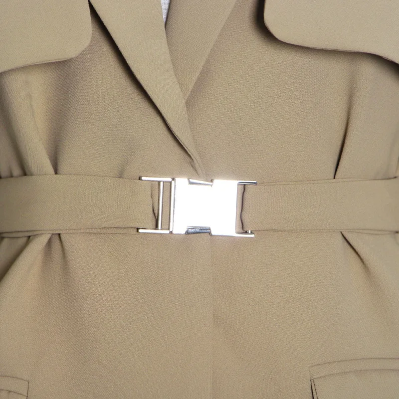 

2020 New Arrivals Graceful Women Solid Suit Coats Chic Design Office Lady Turn-down Collar Full Sleeves Slim Waist Coats with