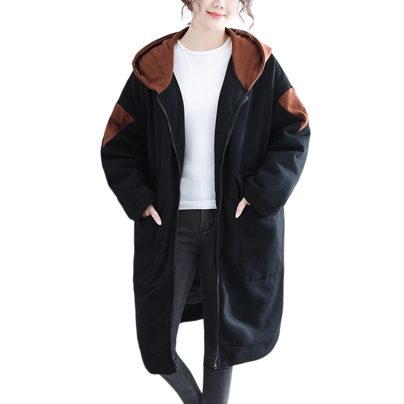 

Winter 2020 New Style Plush Thickened Cotton Loose Oversized Coat For Women 100kgs Lady Medium Length Hooded Jacket Yalabovso