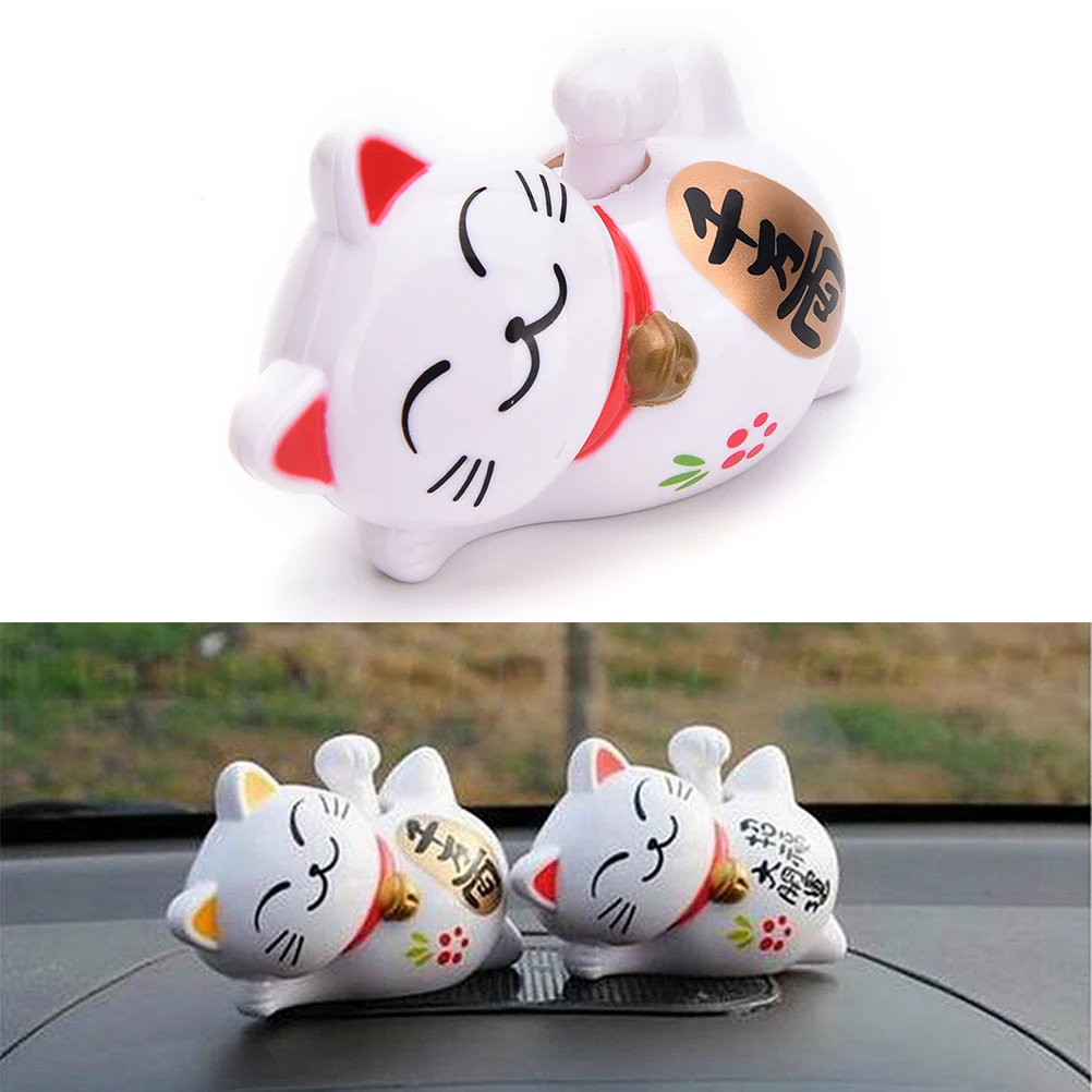 Новый на солнечных батареях 4 Maneki Neko Lucky машет Маня Фортуна кошка декор автомобиля