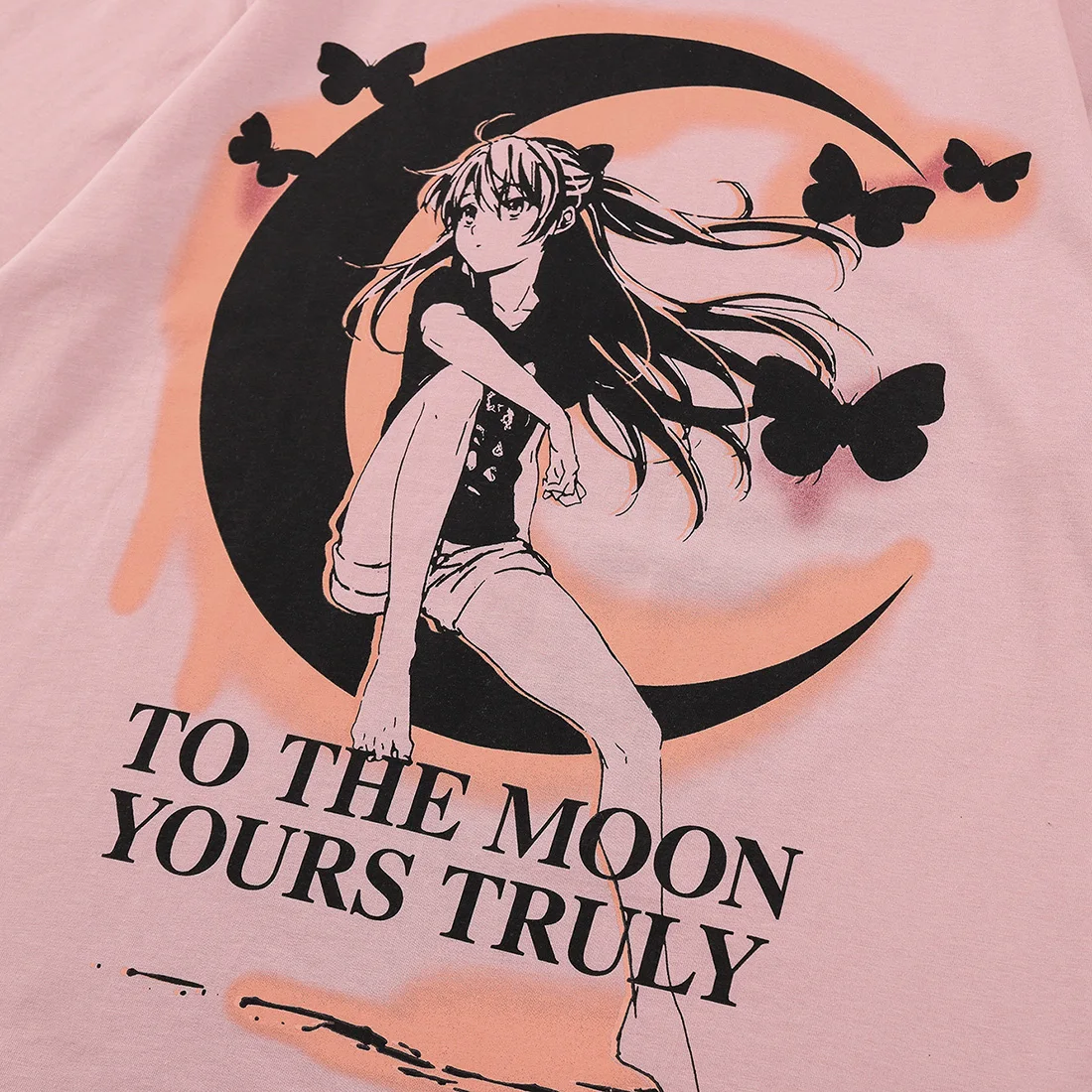

ATSUNNY 2021 Spring Summer Anime Girl T-Shirt Men Harajuku T-Shirt Cotton Fashion T-Shirt Moon Butterfly Print Tee Tops