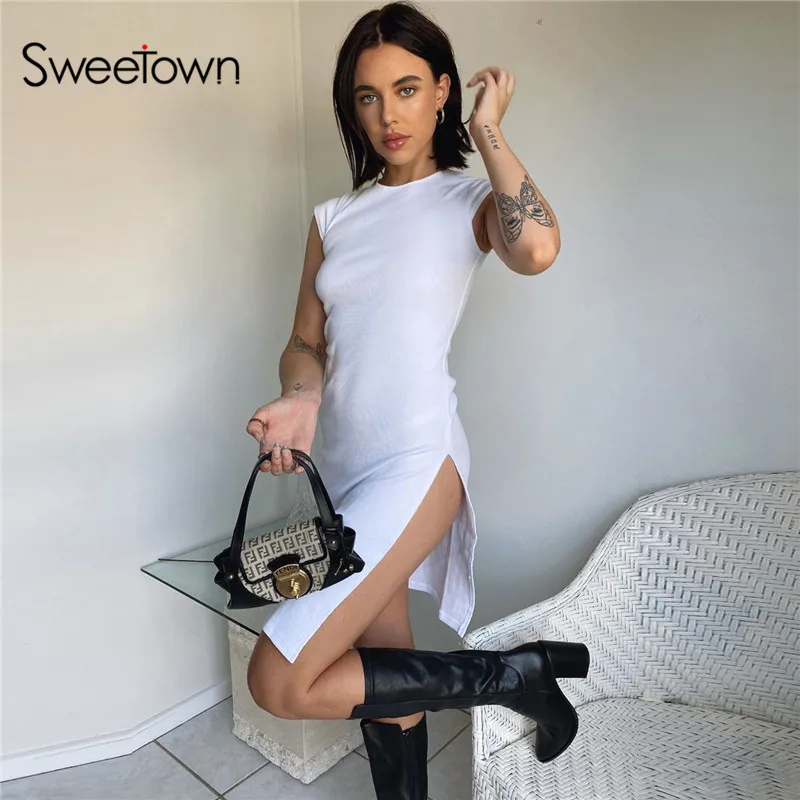 Женское однотонное платье без рукавов Sweet own черные вечерние облегающие платья с