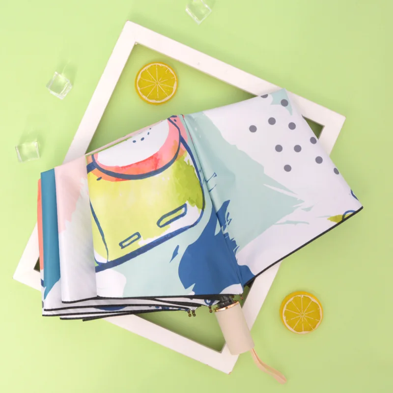 

Sunshade Umbrella Sunny Rainy Cartoon Umbrella Anti Ultraviolet Sunscreen Umbrella Black Glue Digital Illustration Umbrella