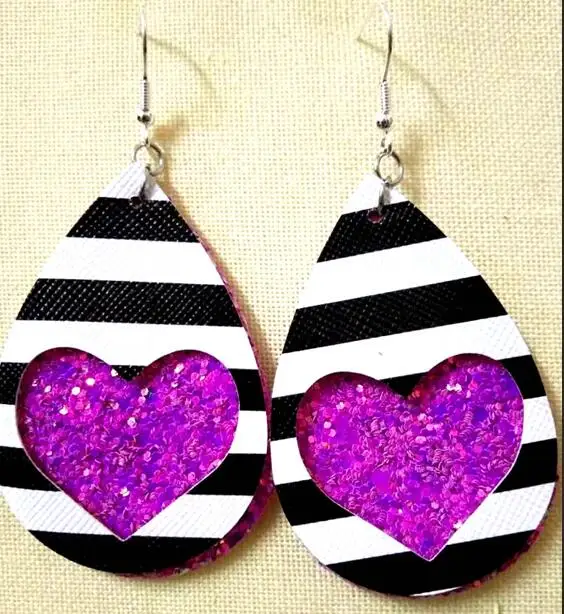 Новые многослойные серьги капли из искусственной кожи с блестящим принтом в