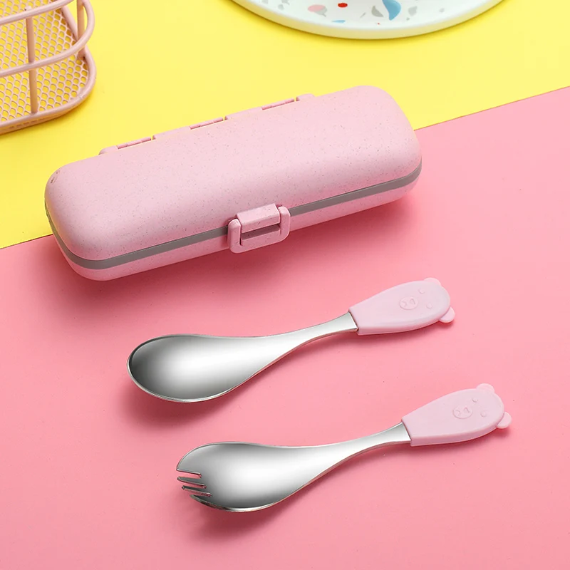 Портативный Силиконовые Столовые приборы Путешествия 304 Нержавеющая сталь дети