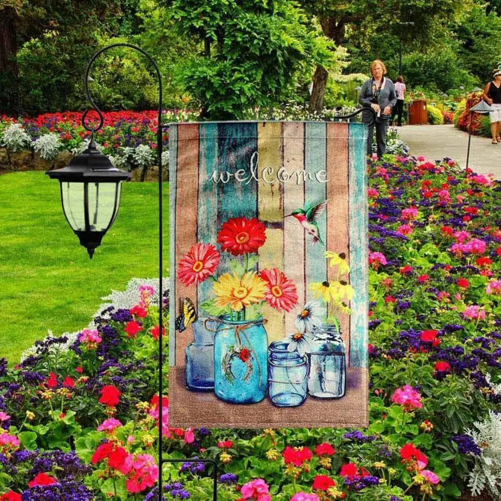 summer spring burlap garden flag animal welcome outdoor yard flags with high quality garden flag house decor free global shipping