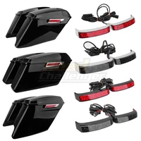 motorcycle cvo stretched extended hard saddle bags luggage led housing tail light for harley touring street glide 2014 2020