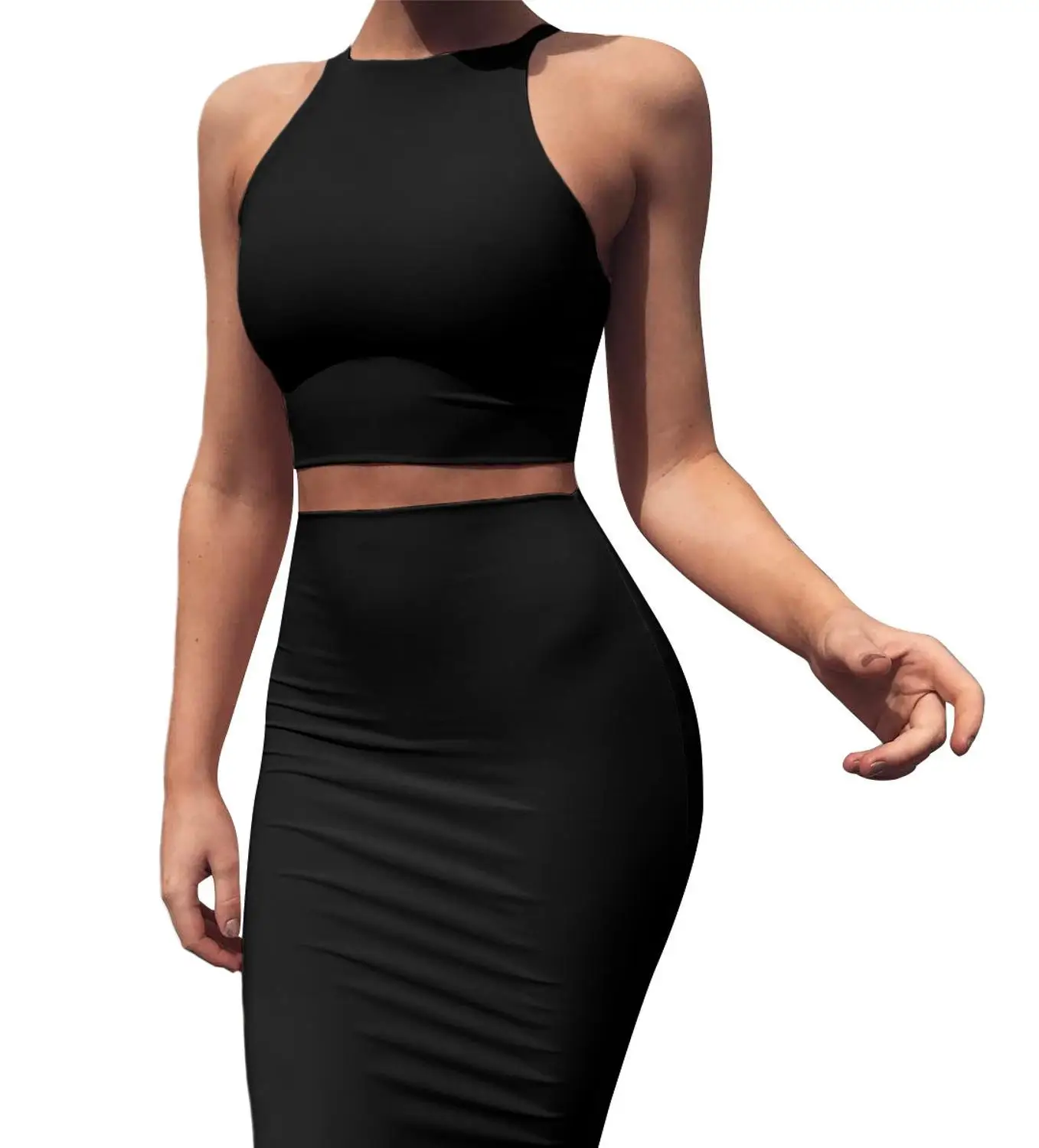 

2 Piece Skirt Set Outfits for Women Summer 2020 Sexy Casual Skirt and Top Set Black White Red Yellow Two Piece 2 Piece Set Femme